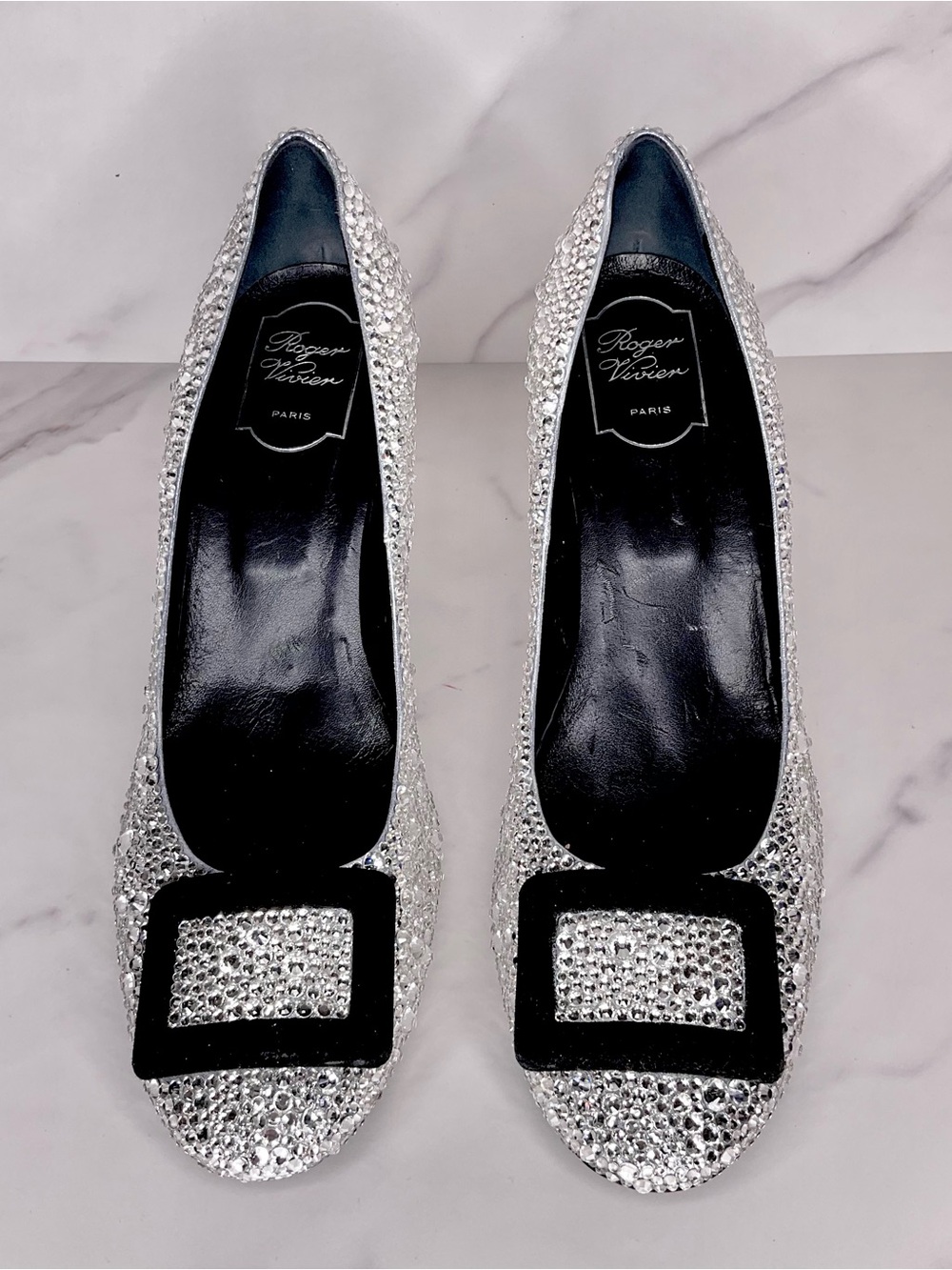 Roger Vivier Belle Trompette Pumps Silver Strass Crystal Heels Size 42 / US 12